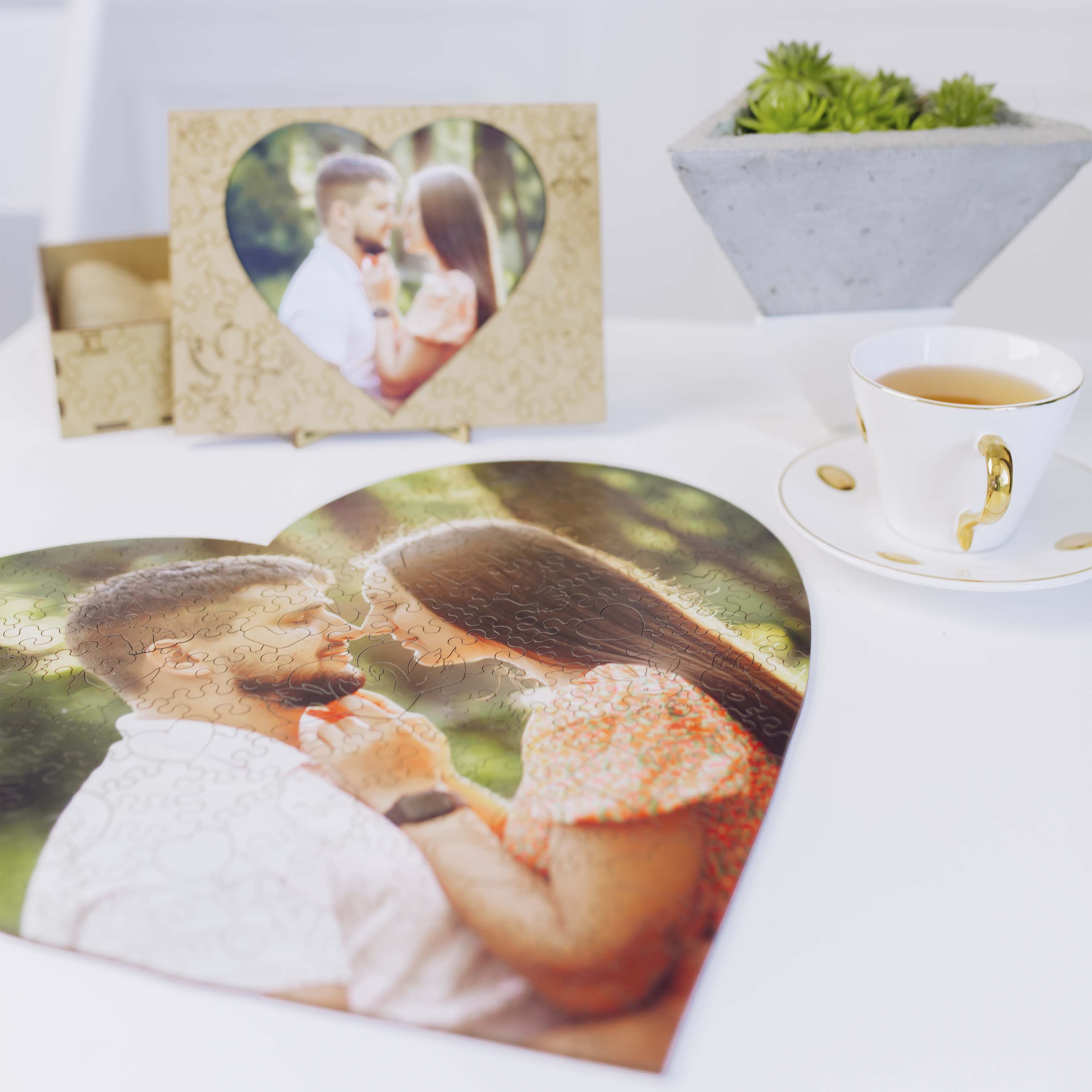 Custom Wooden Jigsaw Puzzle Heart - Woods Story