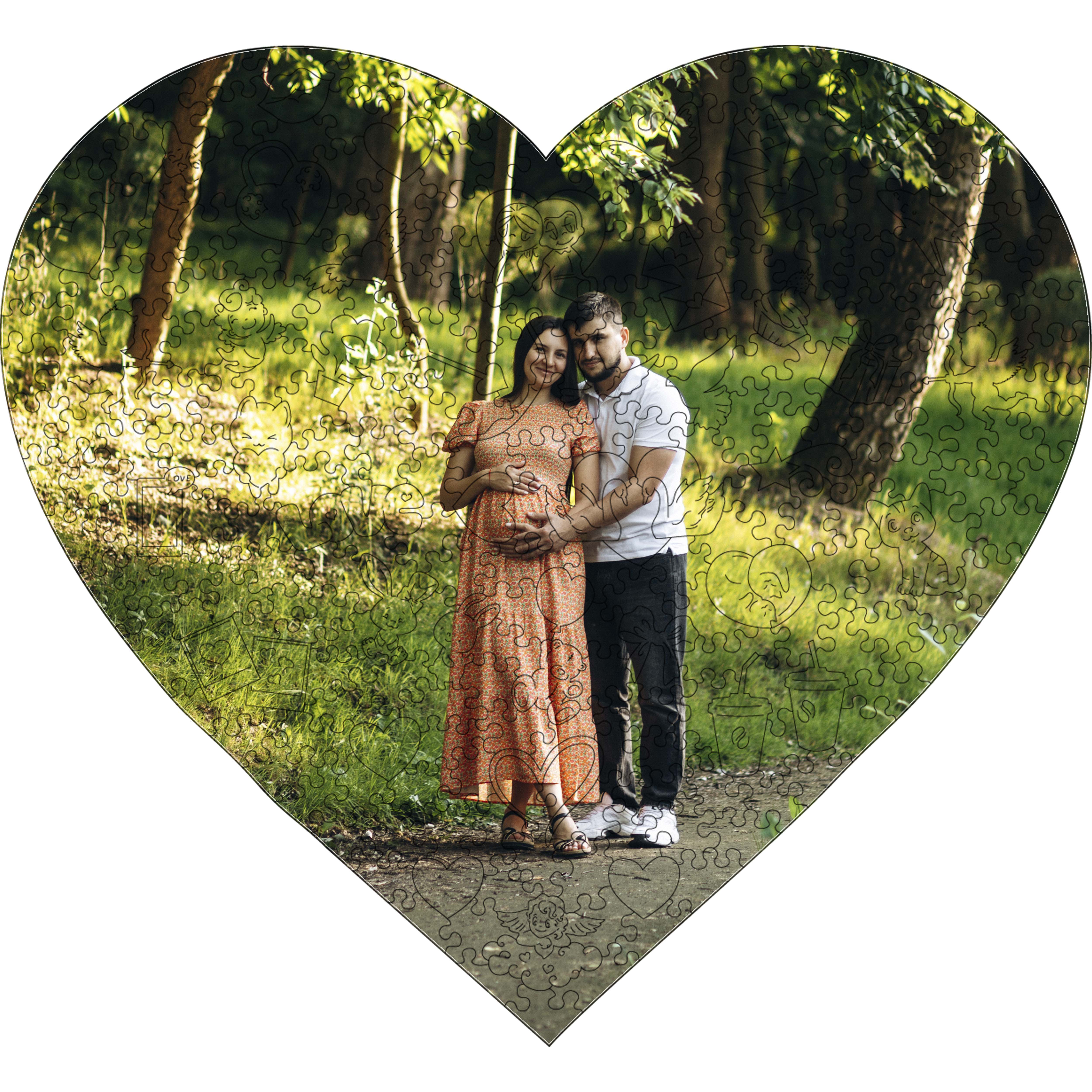 Custom Wooden Jigsaw Puzzle Heart - Woods Story