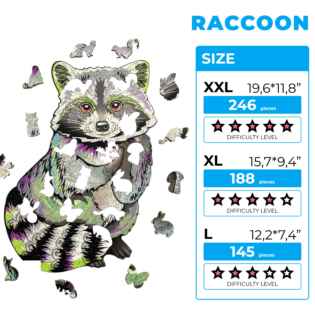 Wooden Jigsaw Puzzle Raccoon