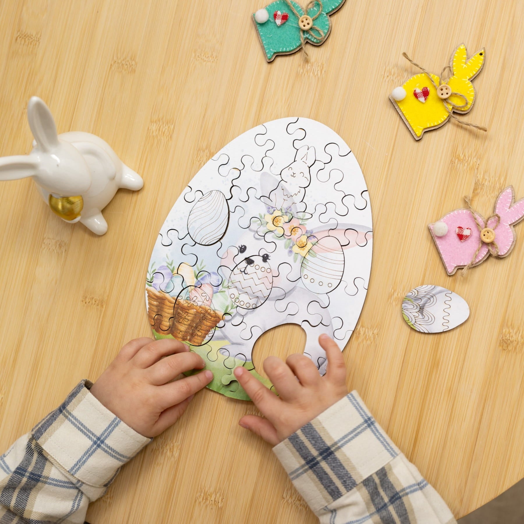 Easter Jigsaw Puzzles for Kids - Easter Bunny with Eggs - Woods Story