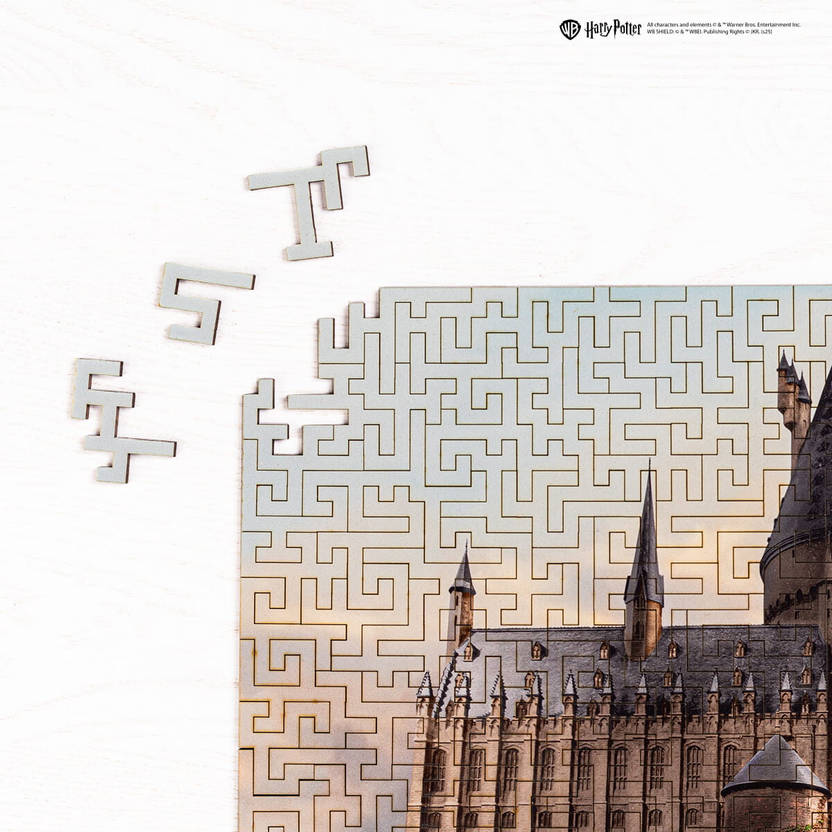 Decorative wall art with maze design and castle silhouette, featuring 'Harry Potter' branding.