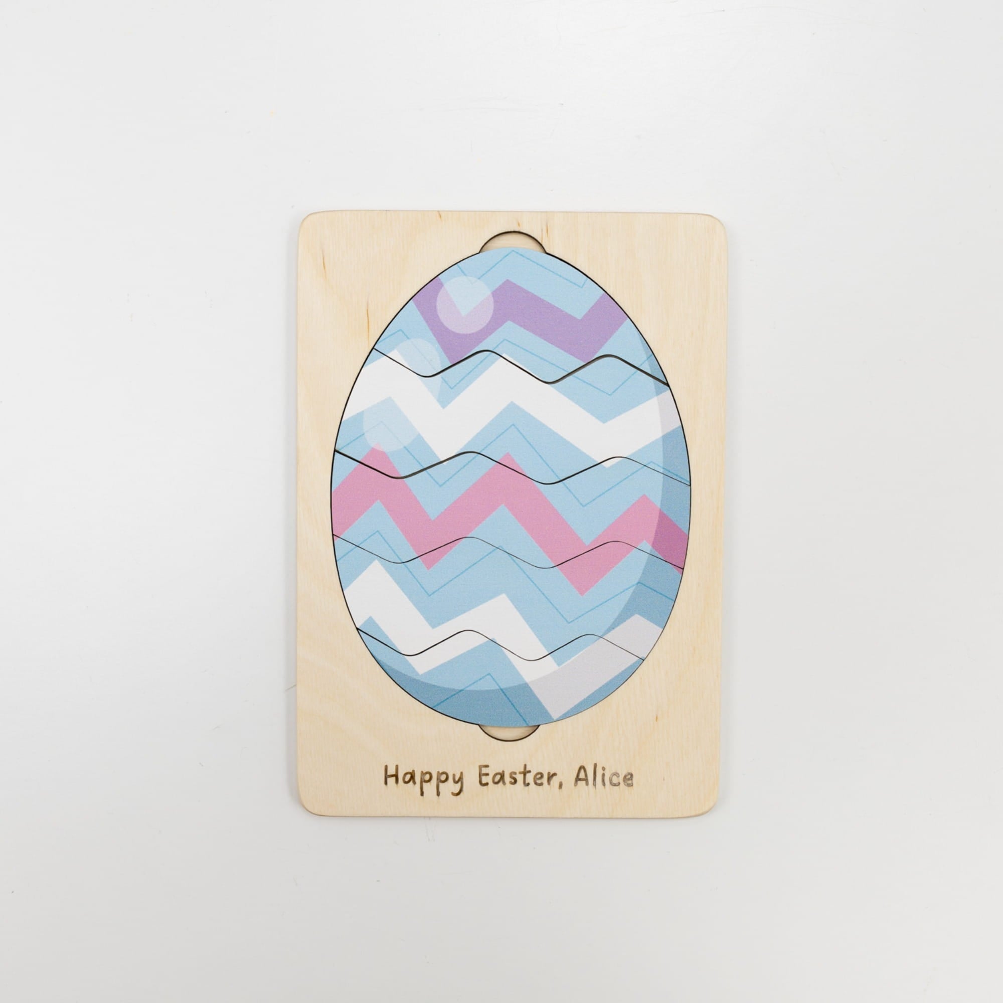 Montessori Wooden Easter Egg Puzzle - Chevron - Woods Story