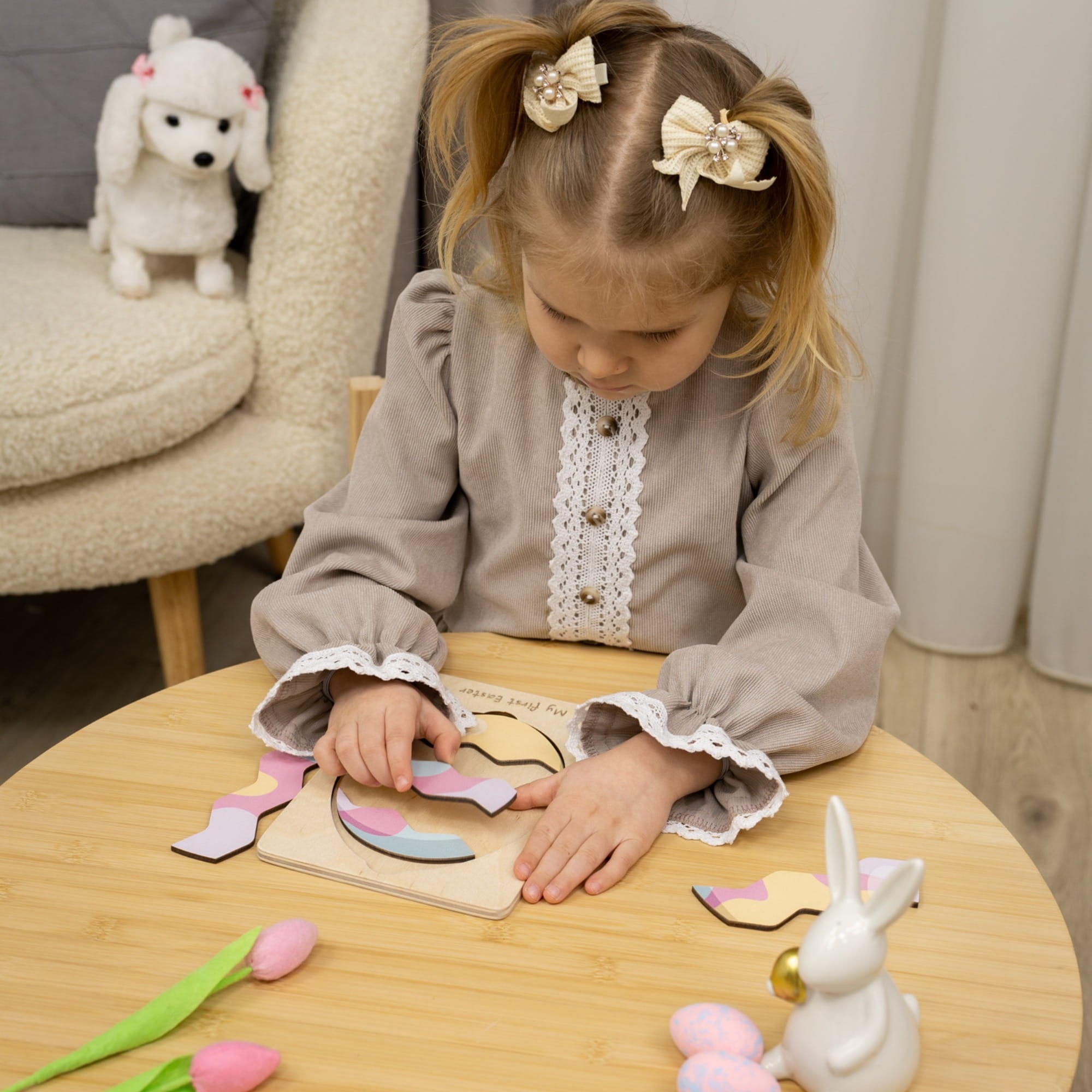 Montessori Wooden Easter Egg Puzzle - Color Splash - Woods Story