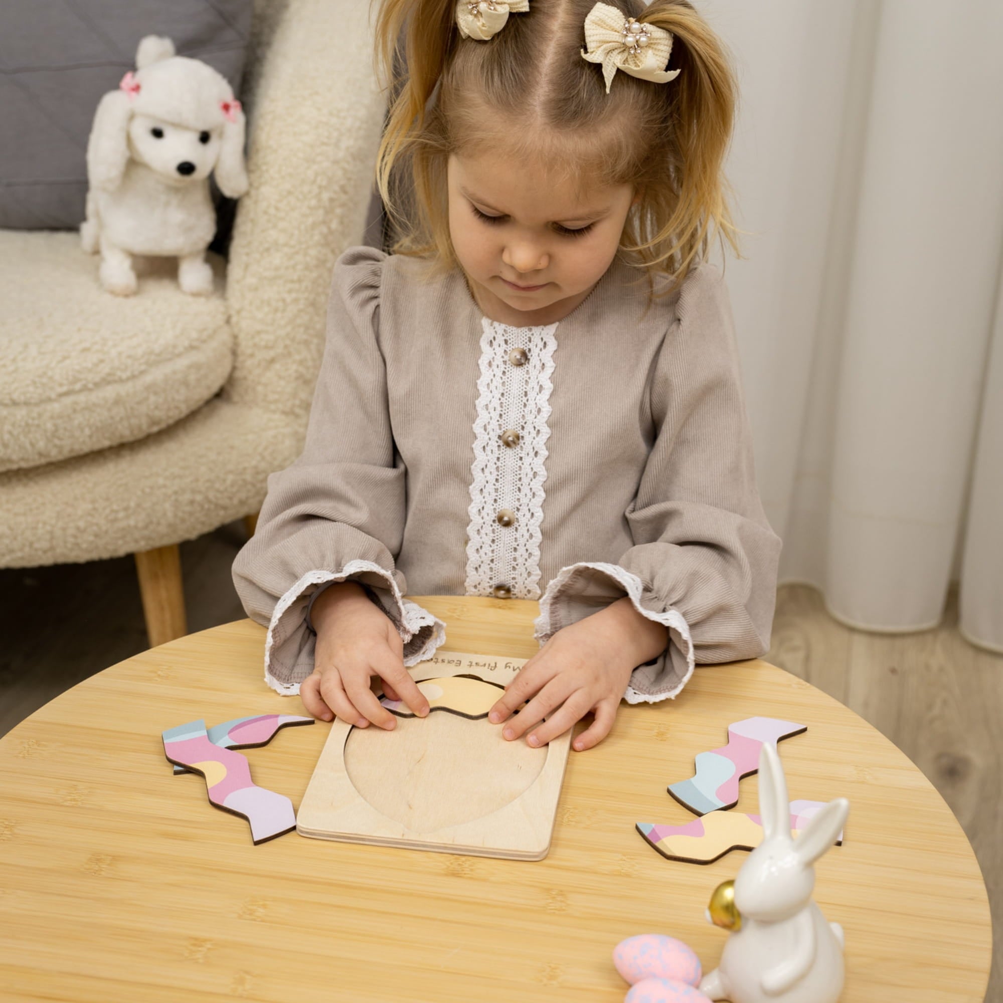 Montessori Wooden Easter Egg Puzzle - Color Splash - Woods Story