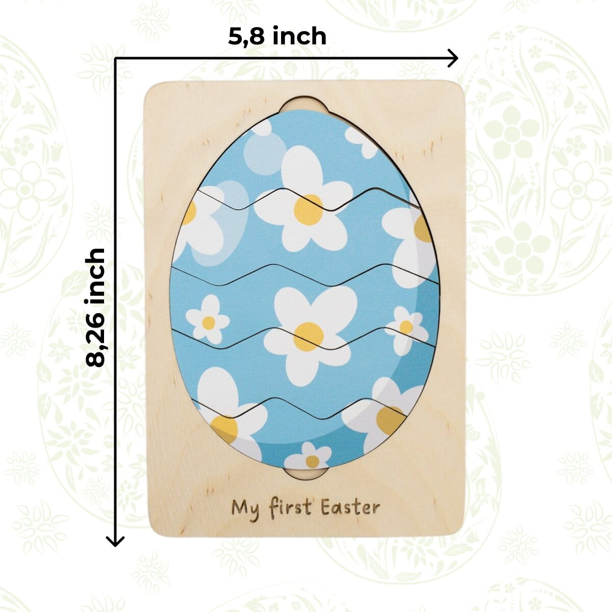 Montessori Wooden Easter Egg Puzzle - Golden Leaves - Woods Story