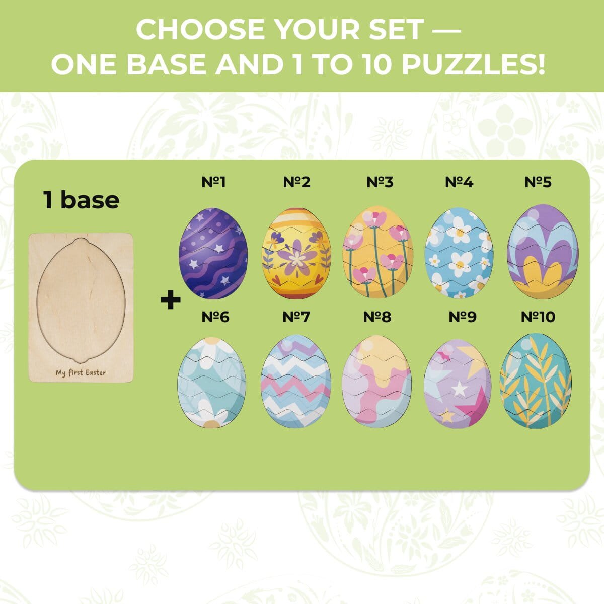 Montessori Wooden Easter Egg Puzzle - Golden Leaves - Woods Story