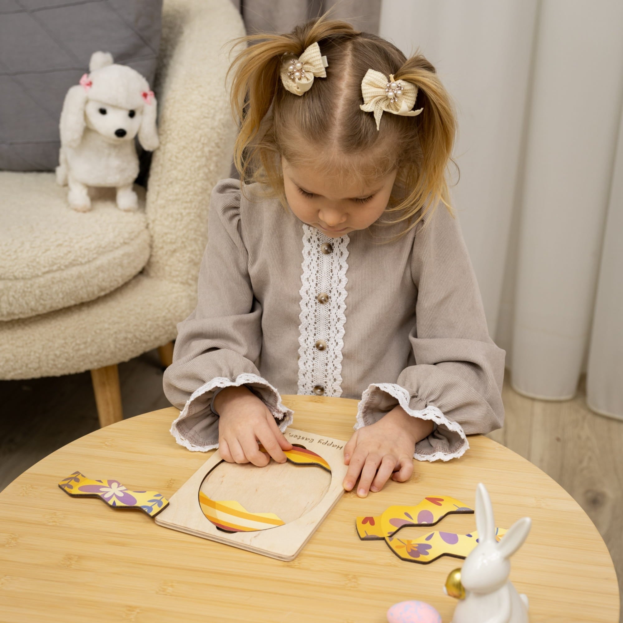 Montessori Wooden Easter Egg Puzzle - Spring Floral - Woods Story