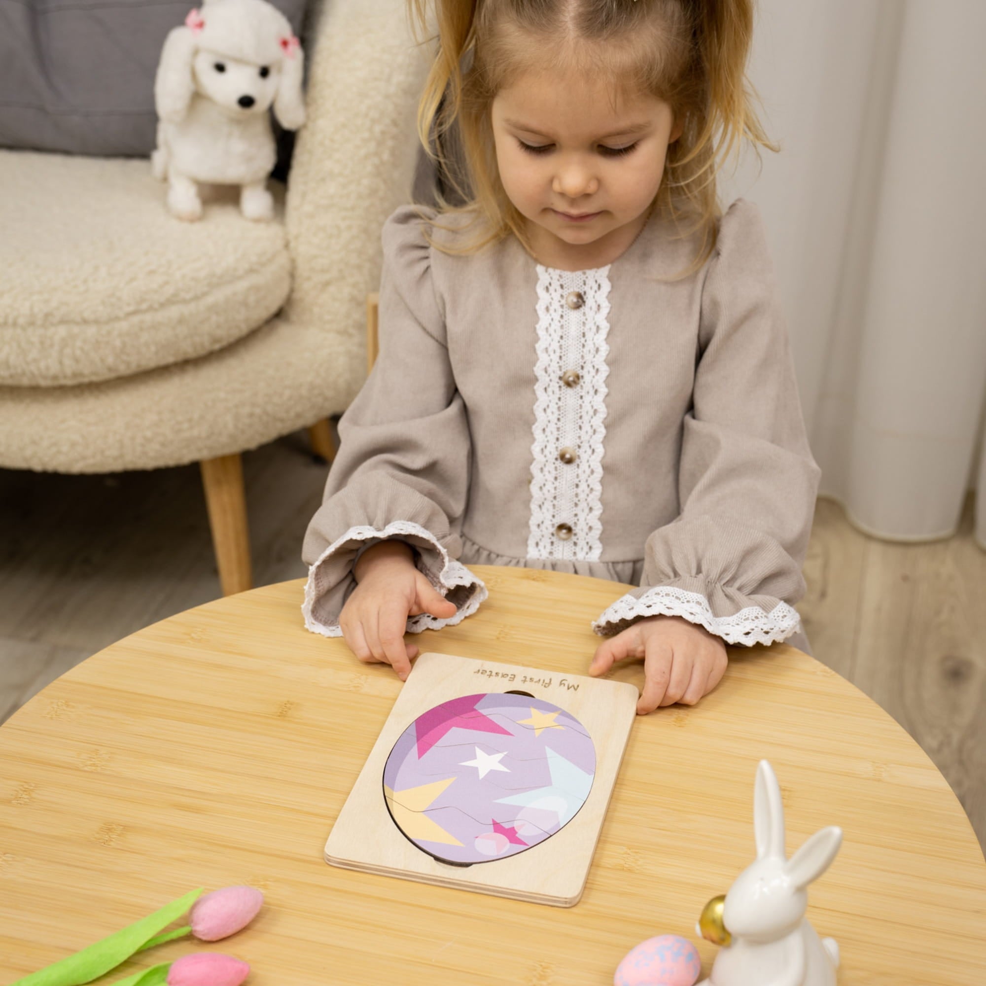 Montessori Wooden Easter Egg Puzzle - Star Pattern - Woods Story