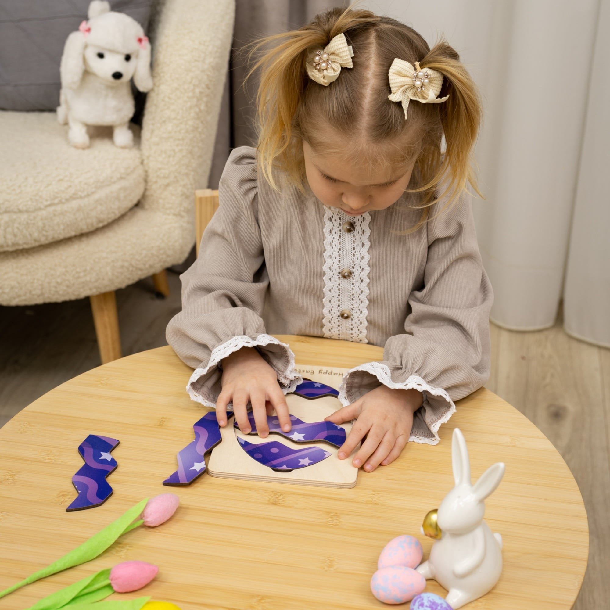 Montessori Wooden Easter Egg Puzzle - Galaxy