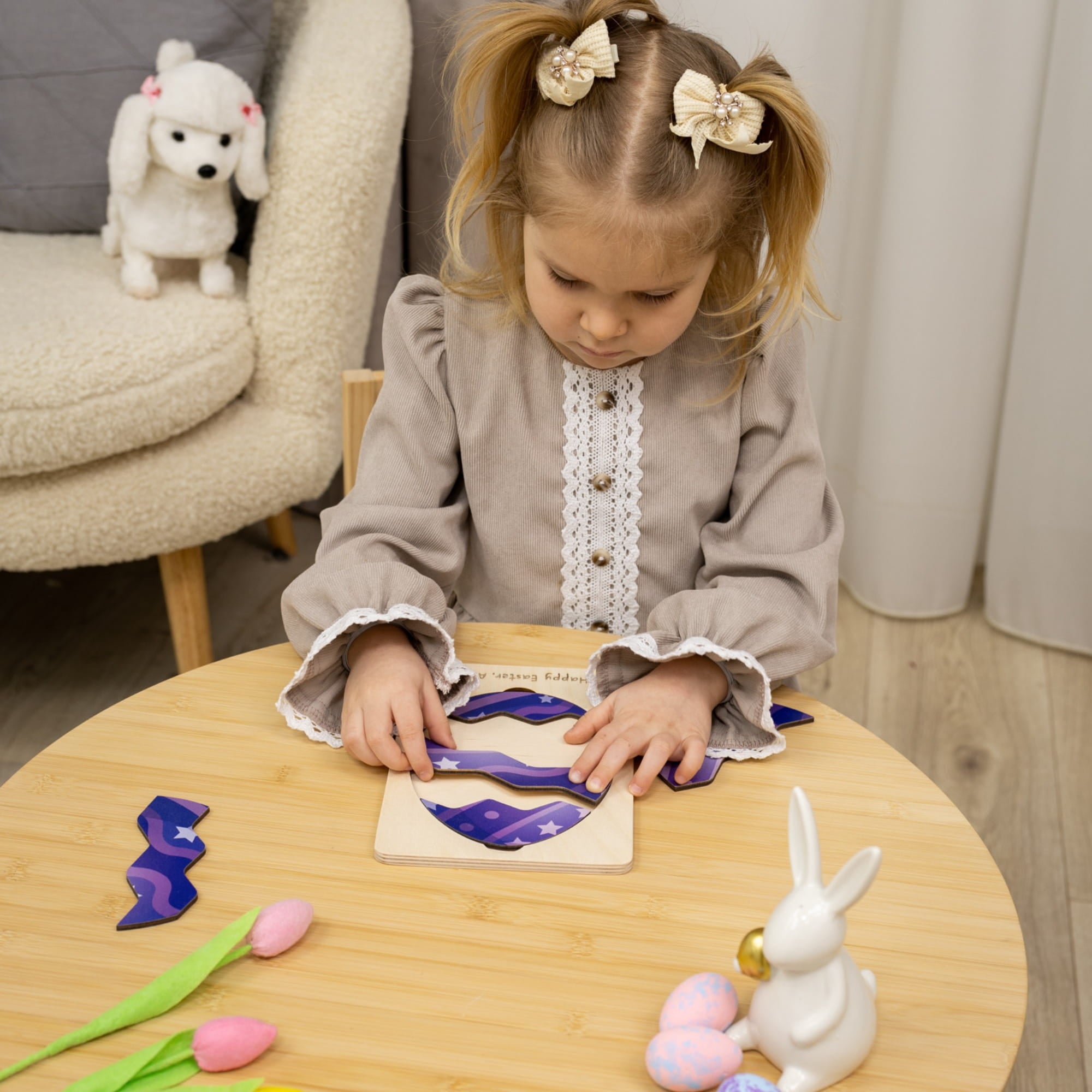 Montessori Wooden Easter Egg Puzzle - Galaxy