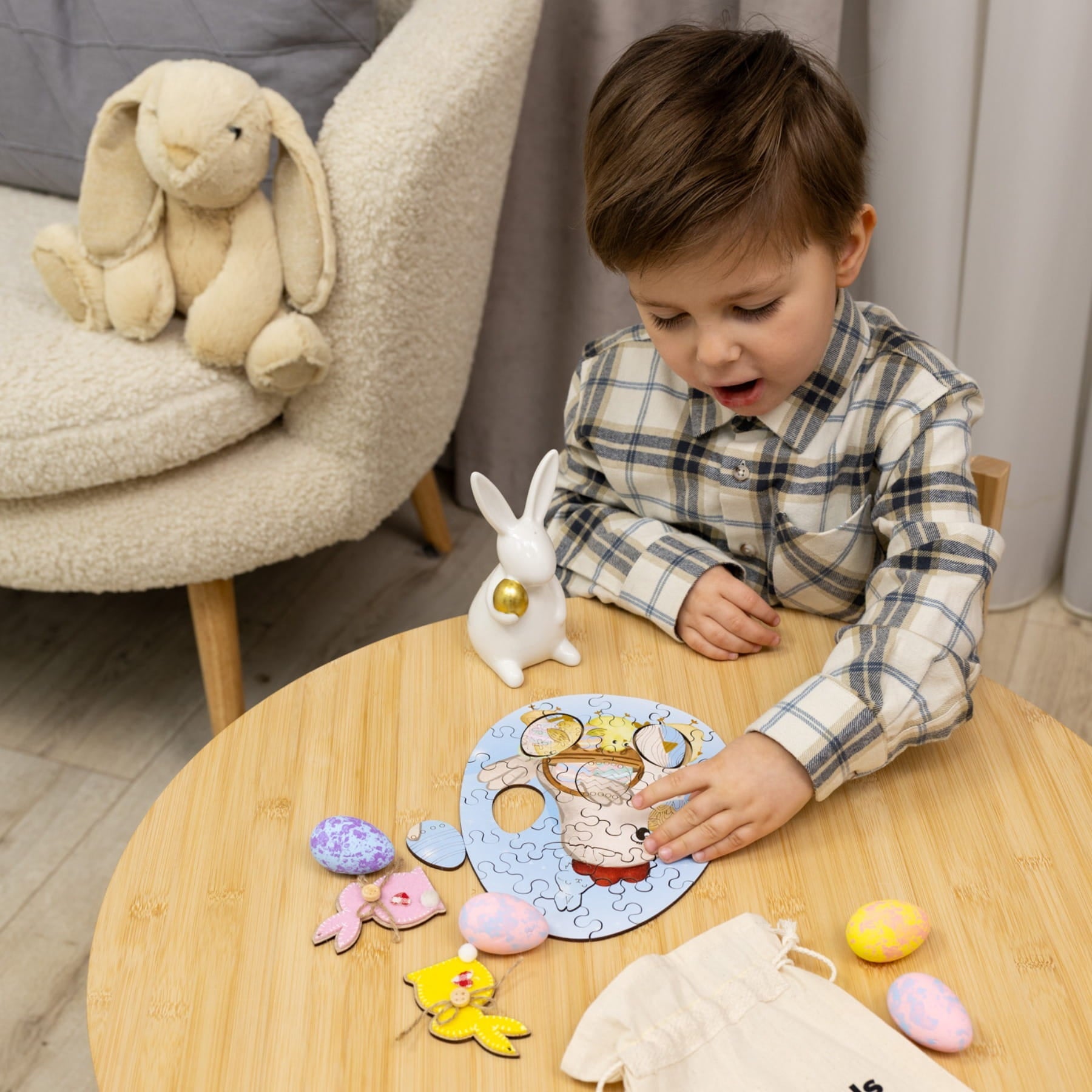 Wooden Easter Jigsaw Puzzle for Kids - Easter Chicken - Woods Story
