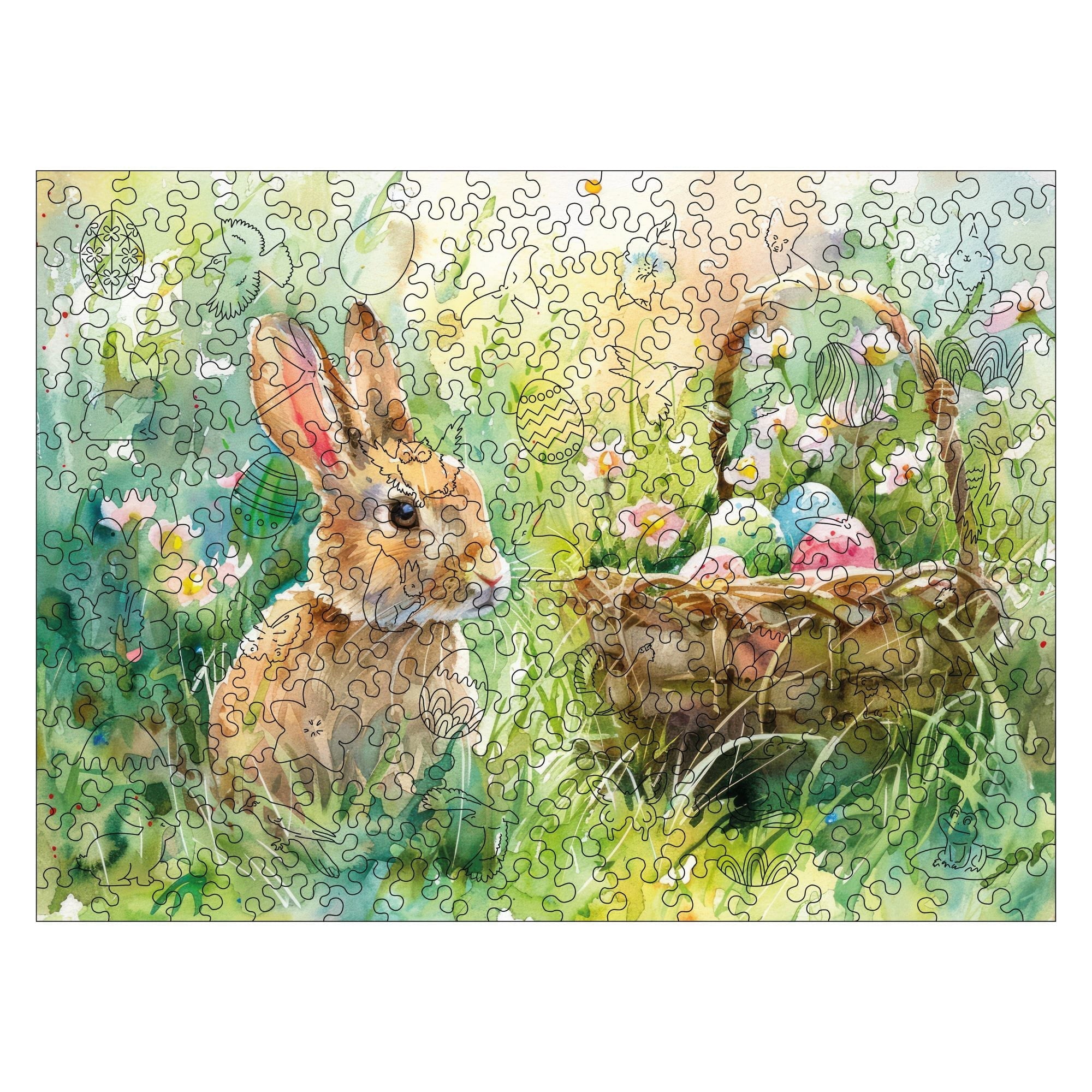 Wooden Easter Puzzle - Easter Bunny with Basket - Woods Story