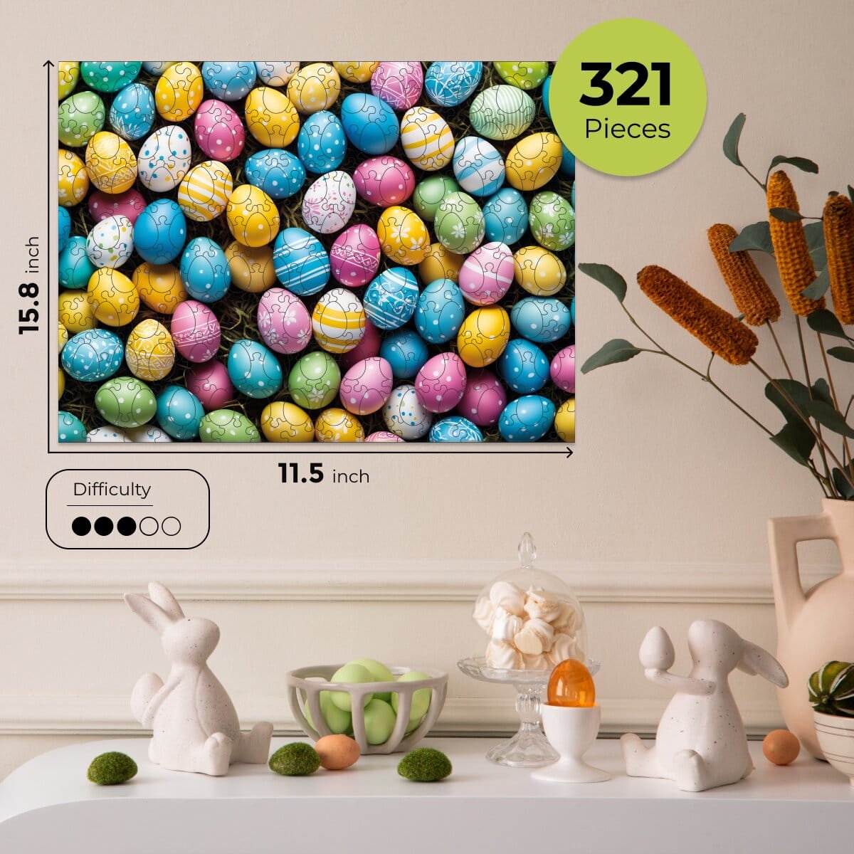 Wooden Easter Puzzle - Pastel Easter Eggs - Woods Story