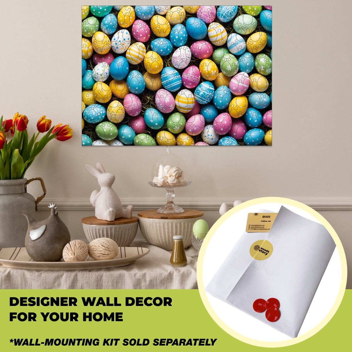 Wooden Easter Puzzle - Pastel Easter Eggs - Woods Story