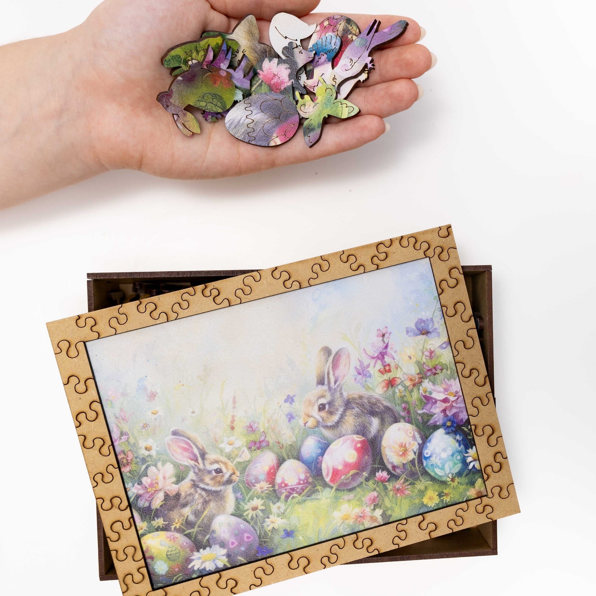 Wooden Easter Puzzle - Spring Bunny with Tulips - Woods Story