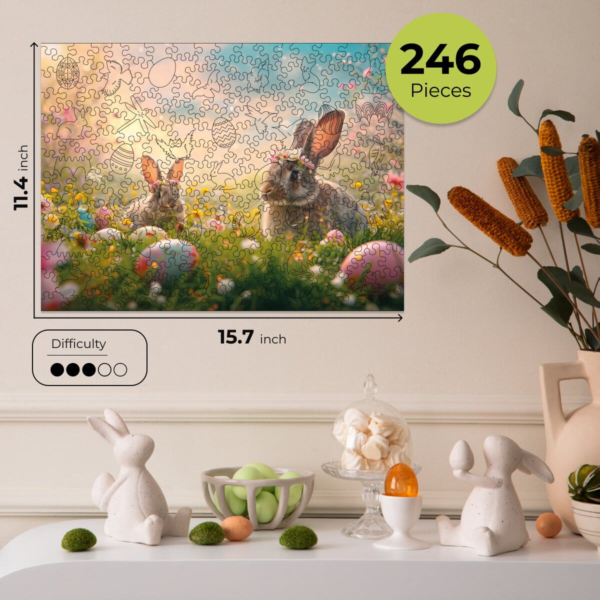 Wooden Easter Puzzle - Spring Bunny with Tulips - Woods Story