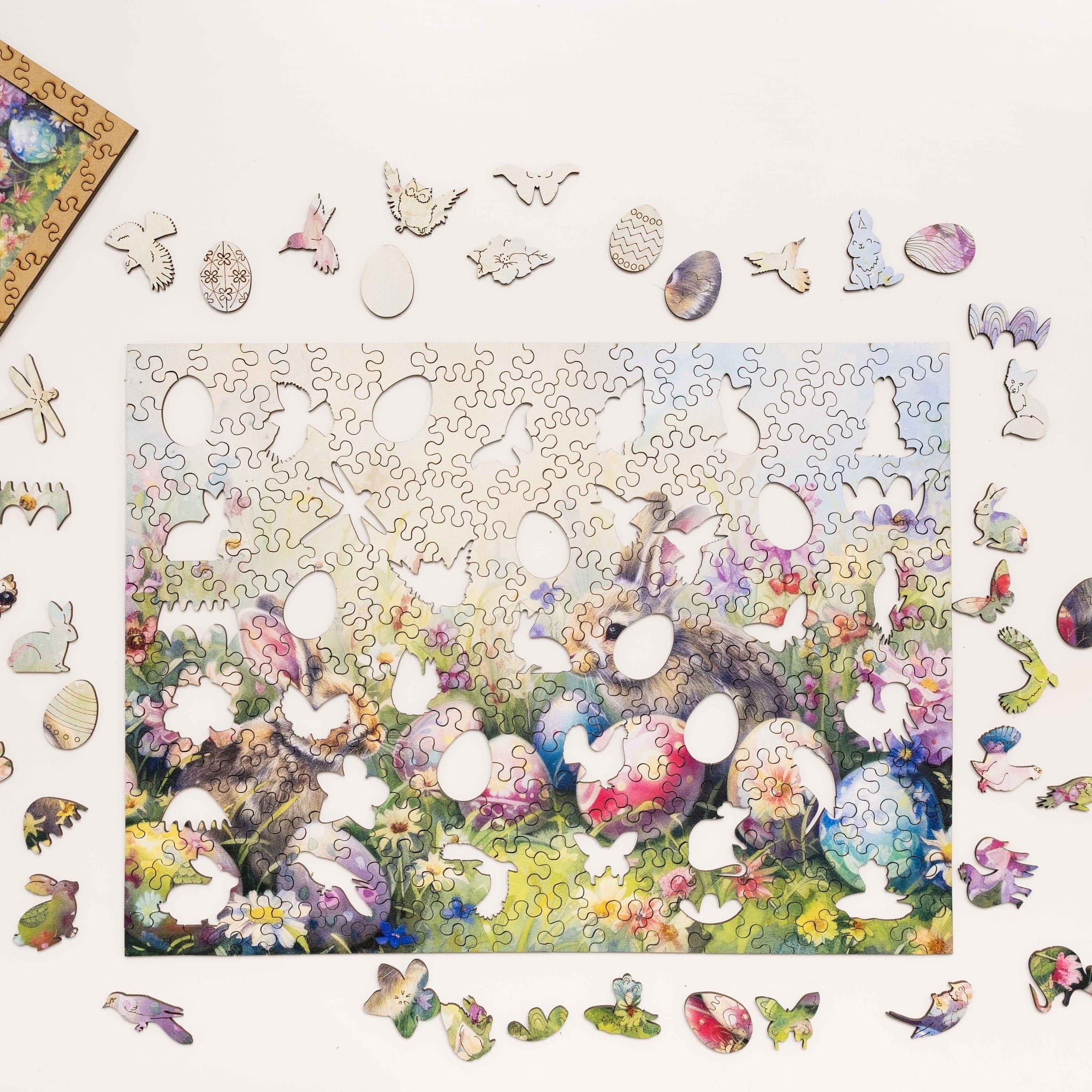 Wooden Easter Puzzle - Spring Bunny with Tulips - Woods Story