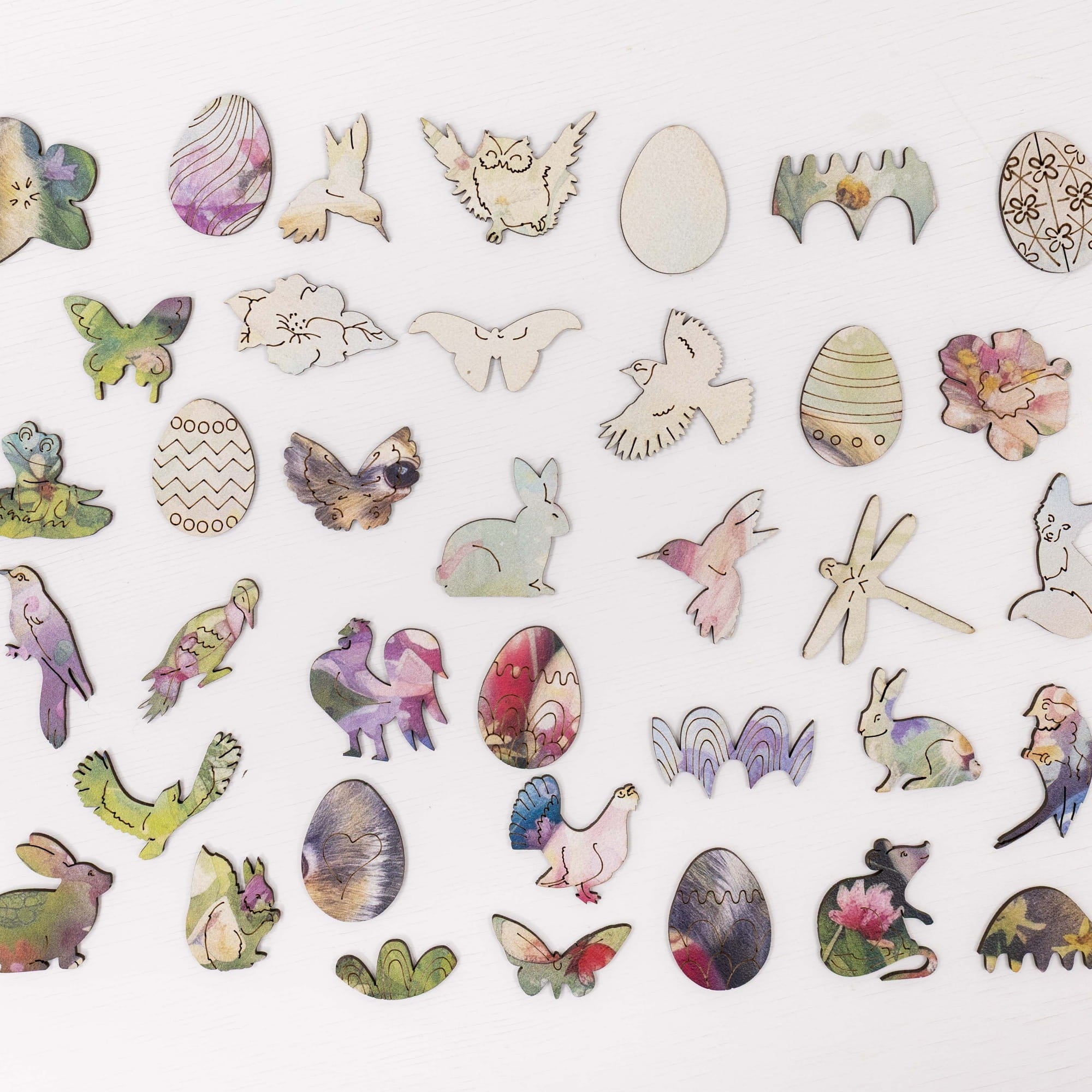 Wooden Easter Puzzle - Watercolor Easter Bunnies - Woods Story