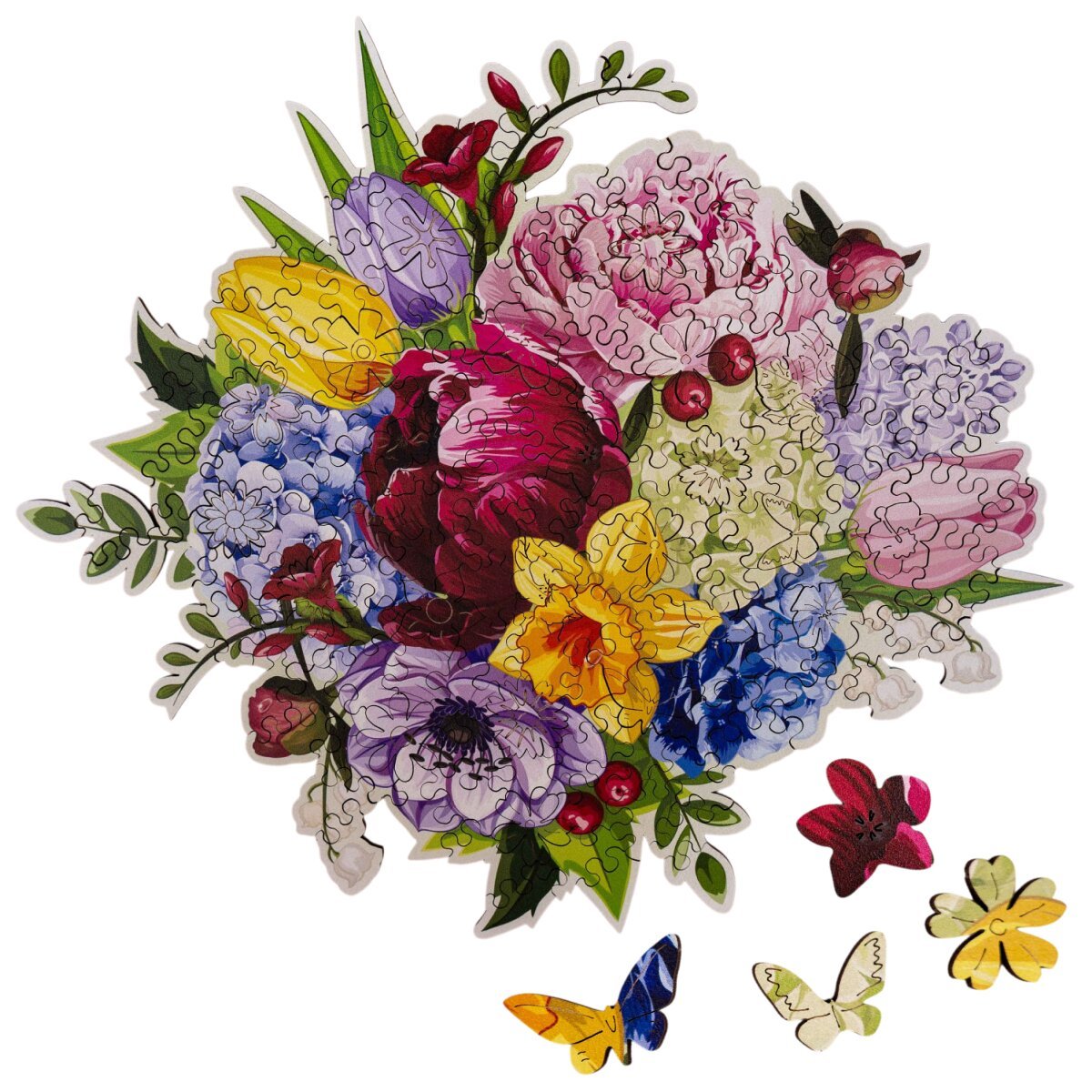 Wooden Flower - Shaped Puzzle - Peonies - Woods Story