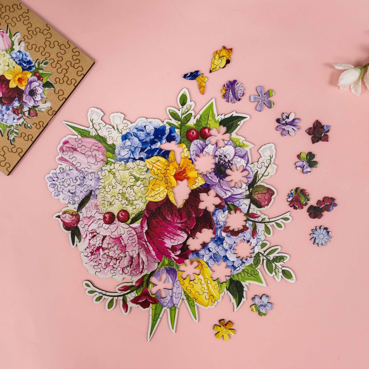 Wooden Flower - Shaped Puzzle - Peonies - Woods Story