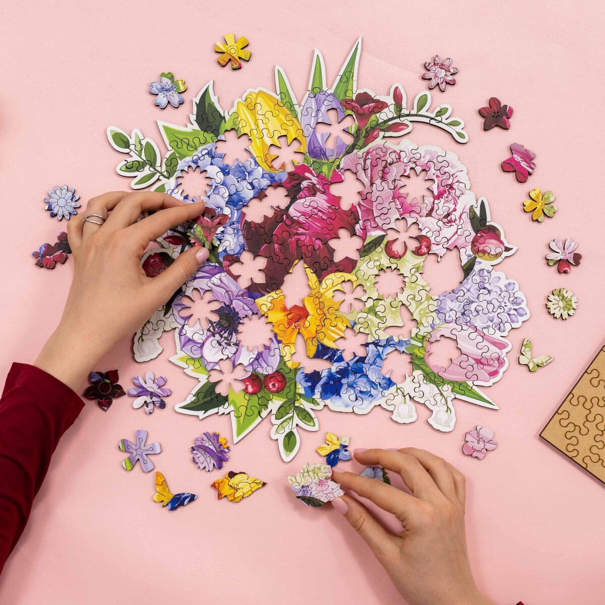 Wooden Flower - Shaped Puzzle - Peonies - Woods Story