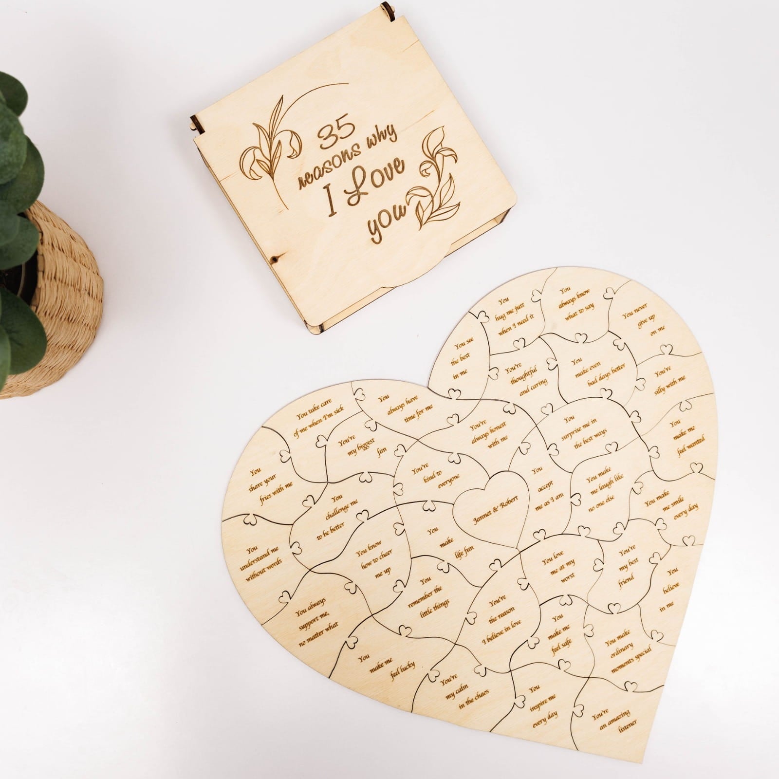 Wooden Heart Shaped Puzzle - Light - Woods Story