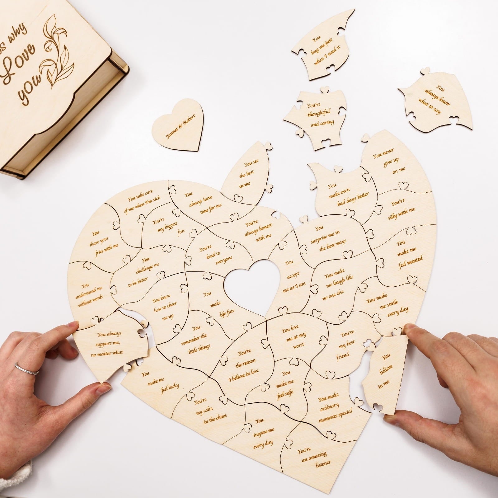 Wooden Heart Shaped Puzzle - Light - Woods Story