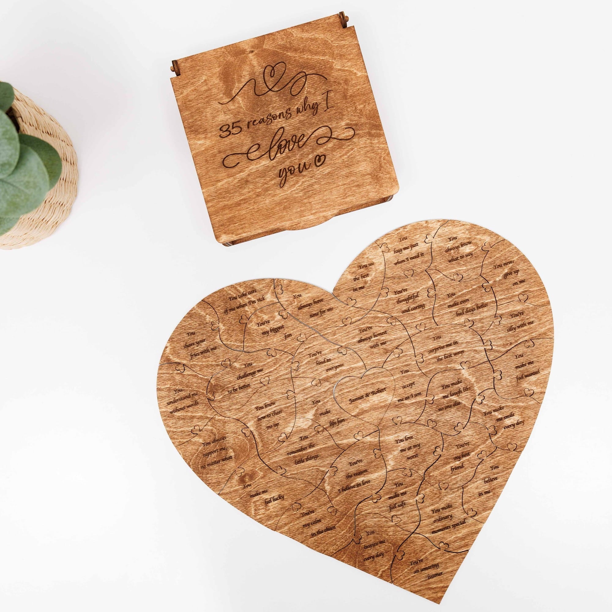 Wooden Heart Shaped Puzzle - Oak - Woods Story