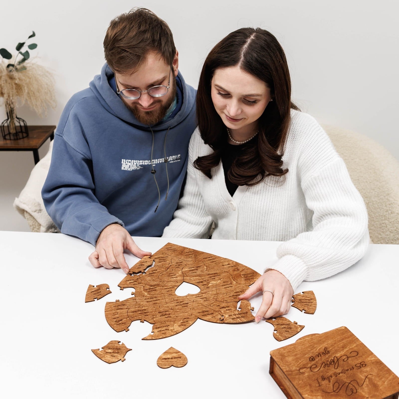 Wooden Heart Shaped Puzzle - Oak - Woods Story