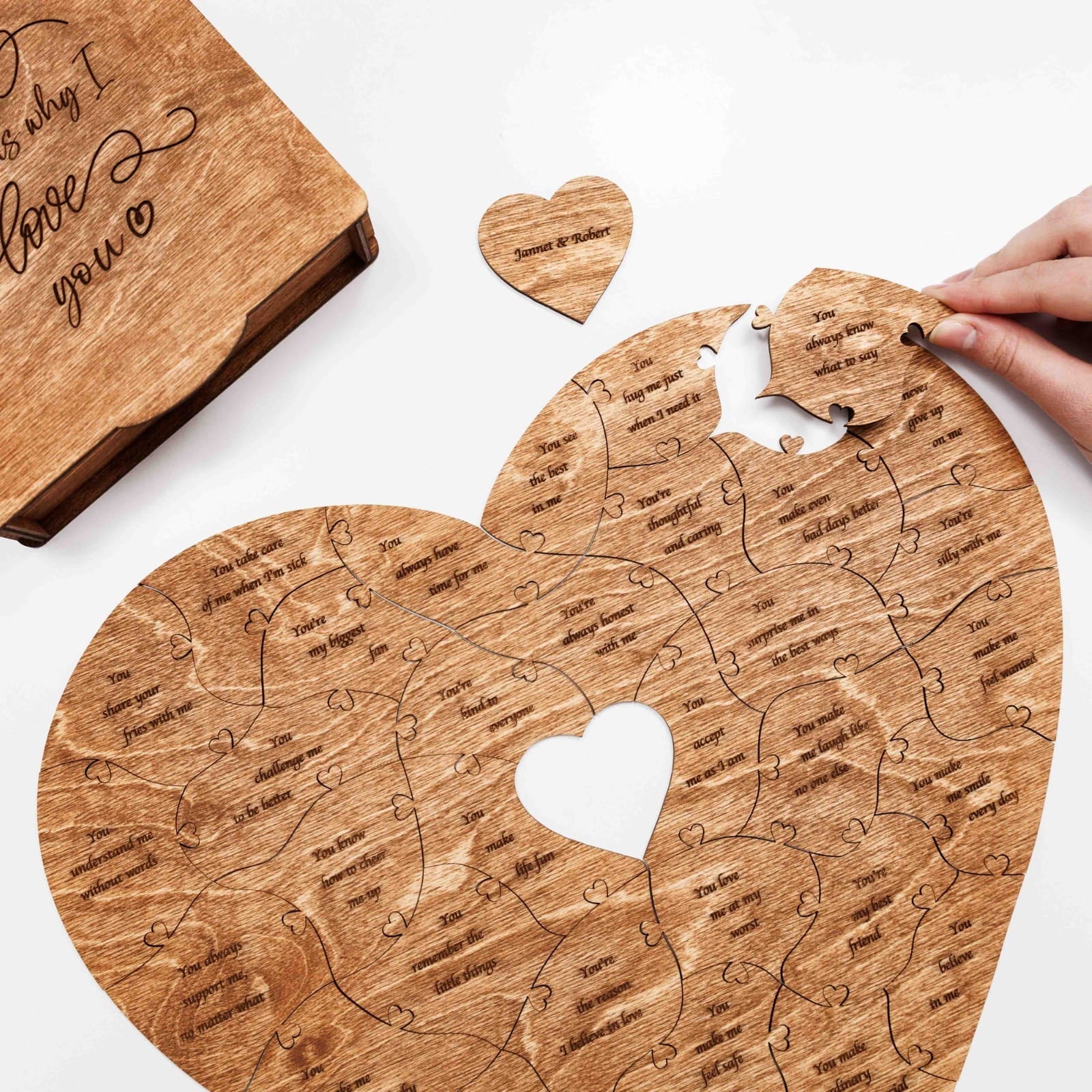 Wooden Heart Shaped Puzzle - Oak - Woods Story