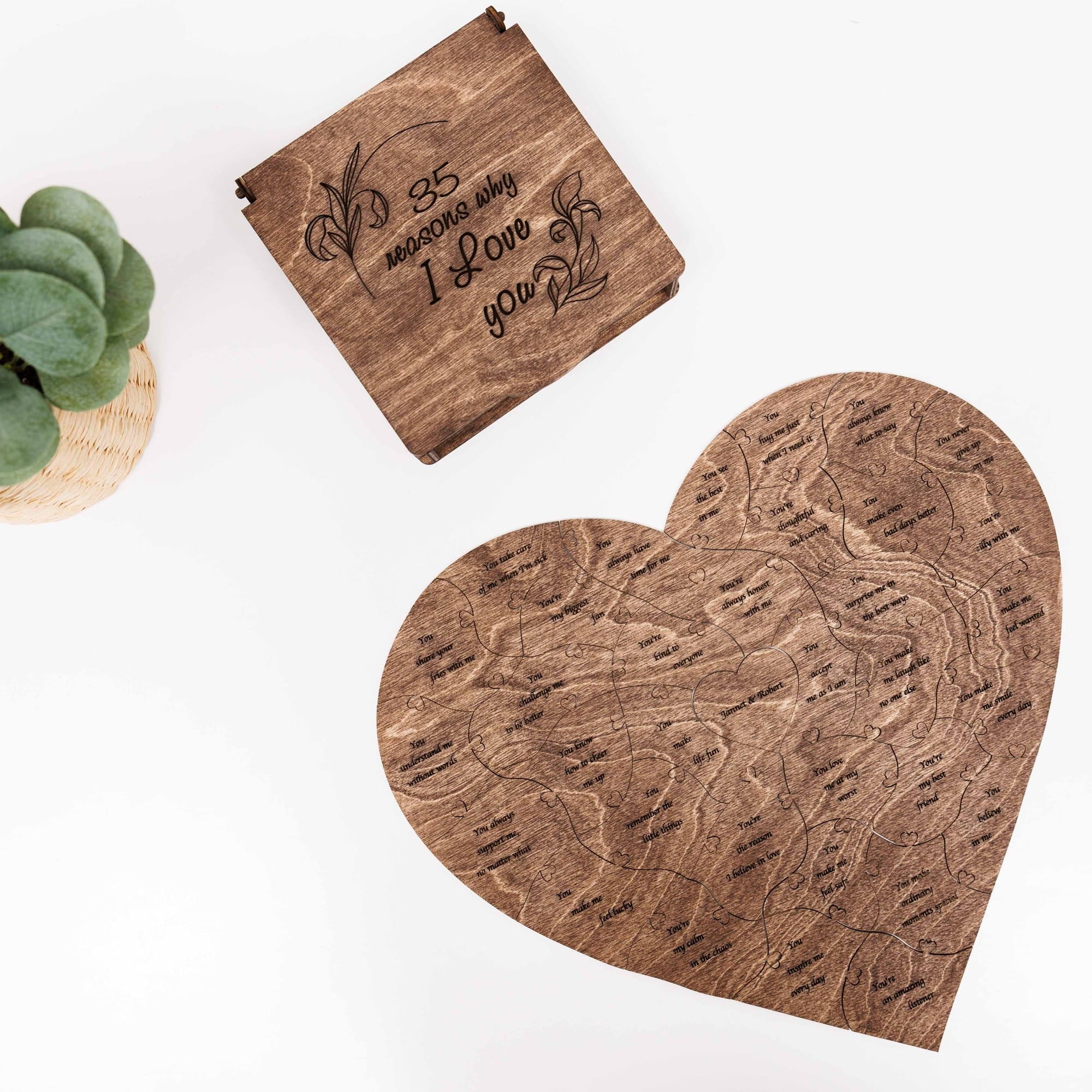 Wooden Heart Shaped Puzzle - Oak - Woods Story