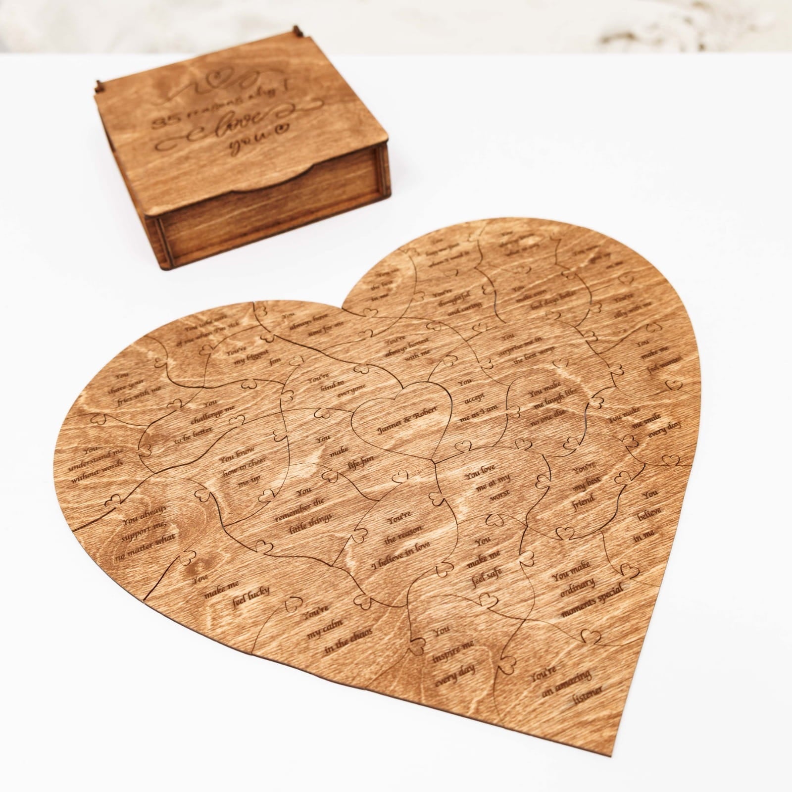 Wooden Heart Shaped Puzzle - Oak - Woods Story