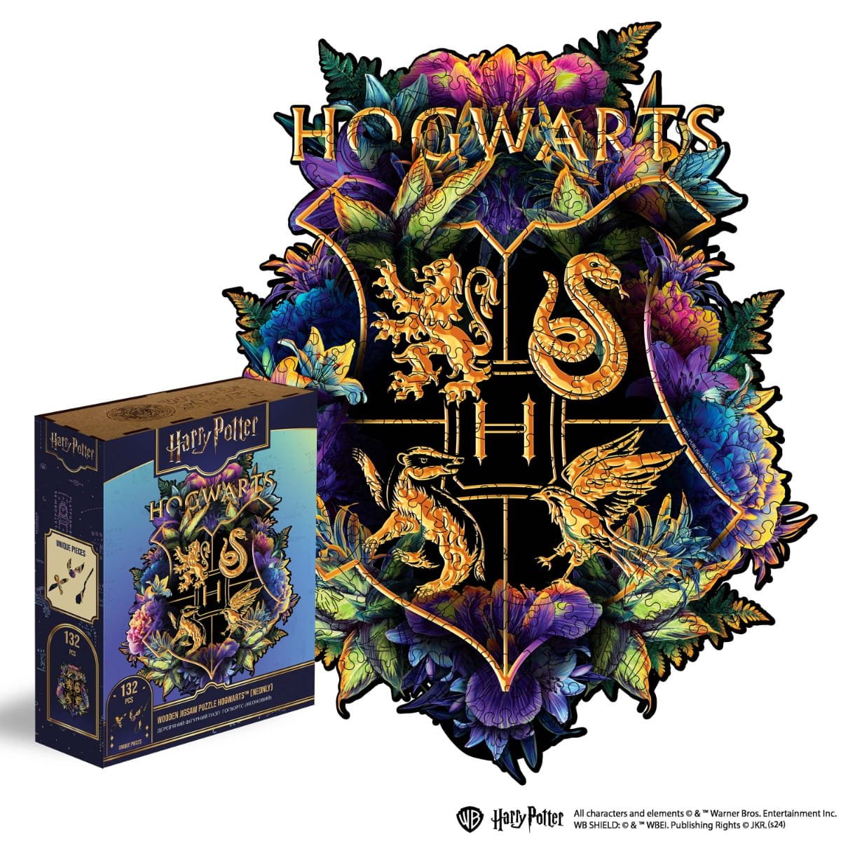 Classic Wooden Puzzle Harry Potter™ Hogwarts (Neonly) • Woods Story