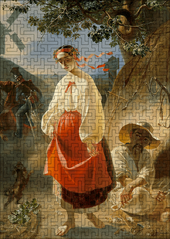 Wooden jigsaw maze puzzle Kateryna (Taras Shevchenko) - Woods Story