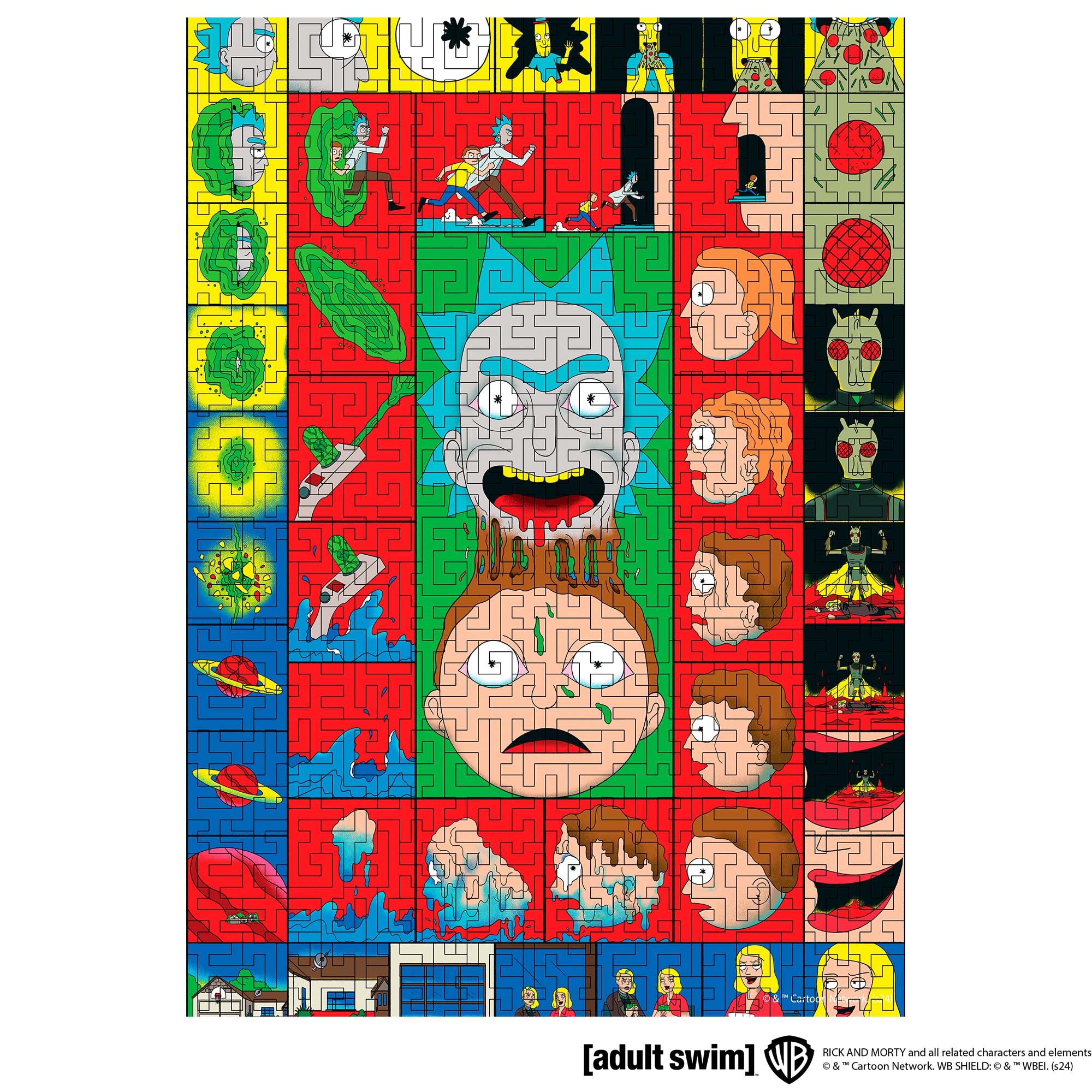 Wooden jigsaw maze puzzle Rick&Morty™ Multiverse in Colors - Woods Story