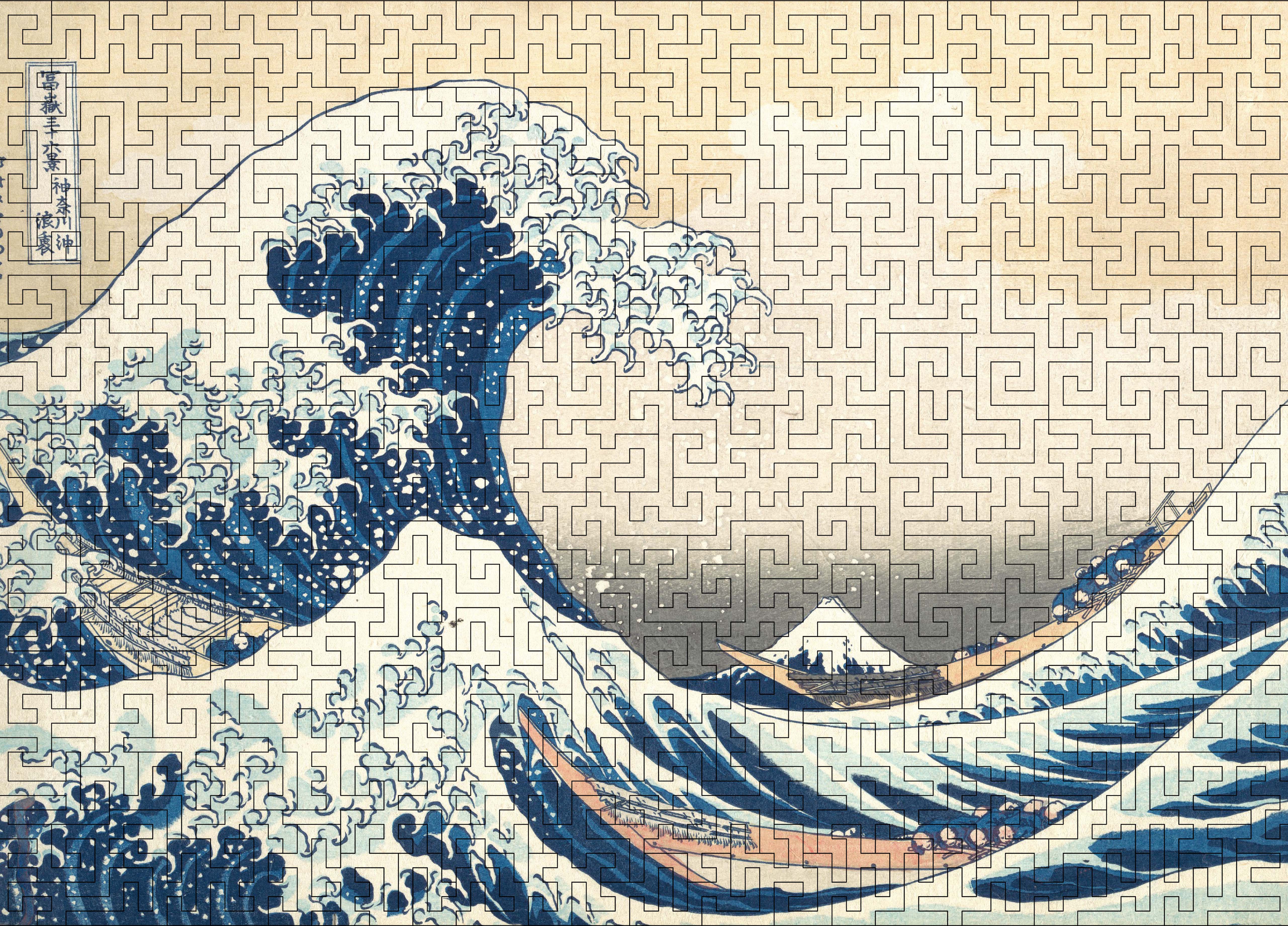 Wooden jigsaw maze puzzle The Great Wave Off Kanagawa (Hokusai) - Woods Story