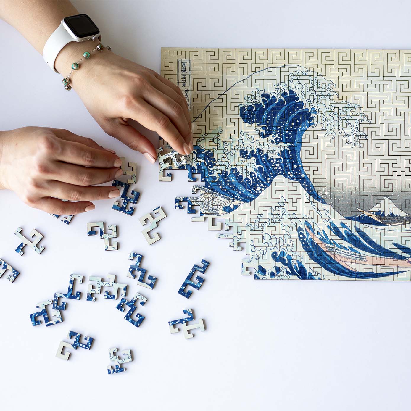 Wooden jigsaw maze puzzle The Great Wave Off Kanagawa (Hokusai) - Woods Story