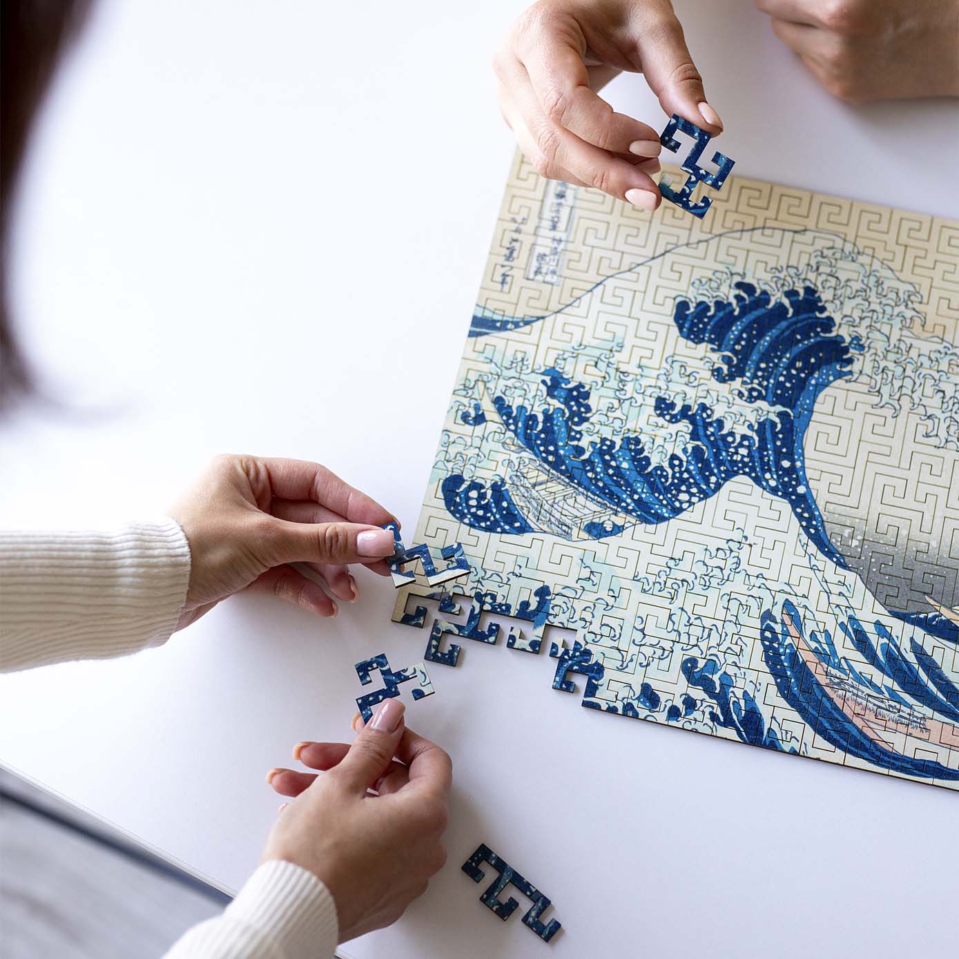 Wooden jigsaw maze puzzle The Great Wave Off Kanagawa (Hokusai) - Woods Story