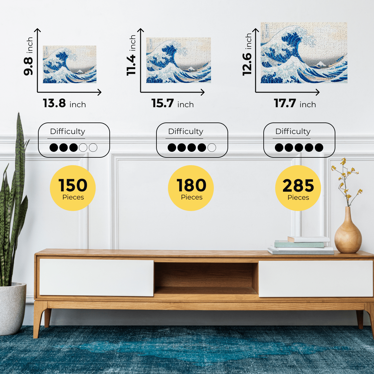 Wooden jigsaw maze puzzle The Great Wave Off Kanagawa (Hokusai) - Woods Story