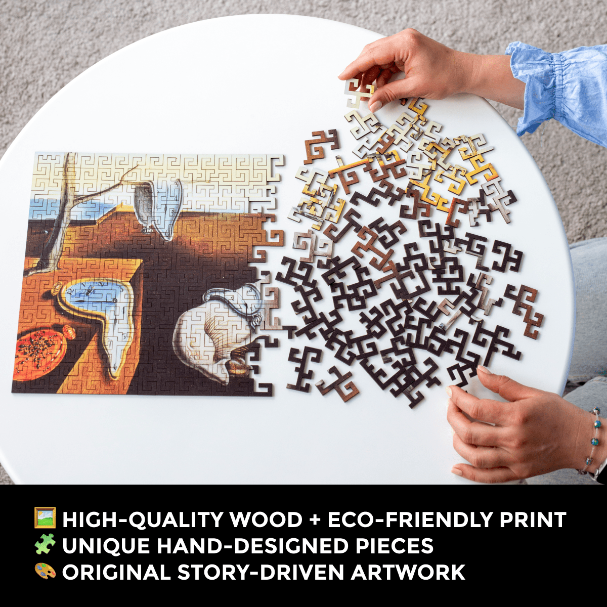 Wooden jigsaw maze puzzle The Persistence of Memory (Salvador Dali) - Woods Story