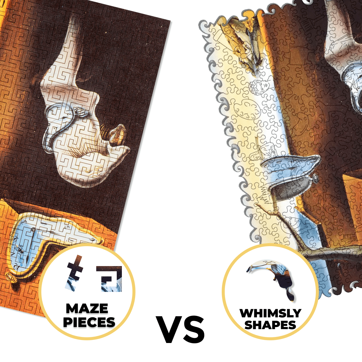 Wooden jigsaw maze puzzle The Persistence of Memory (Salvador Dali) - Woods Story