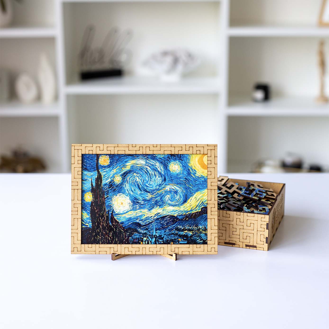 Wooden jigsaw maze puzzle The Starry Night (Vincent van Gogh) - Woods Story