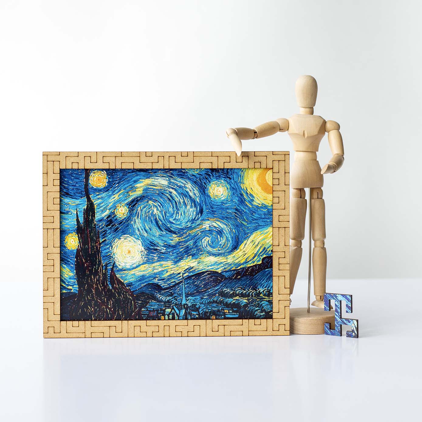 Wooden jigsaw maze puzzle The Starry Night (Vincent van Gogh) - Woods Story