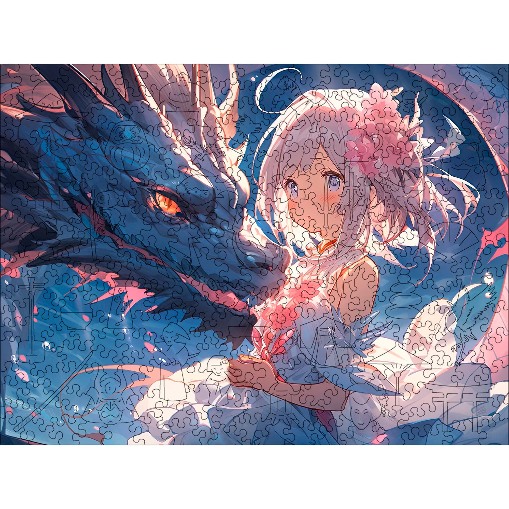 Wooden Jigsaw Puzzle Anime Dragon Princess - Woods Story