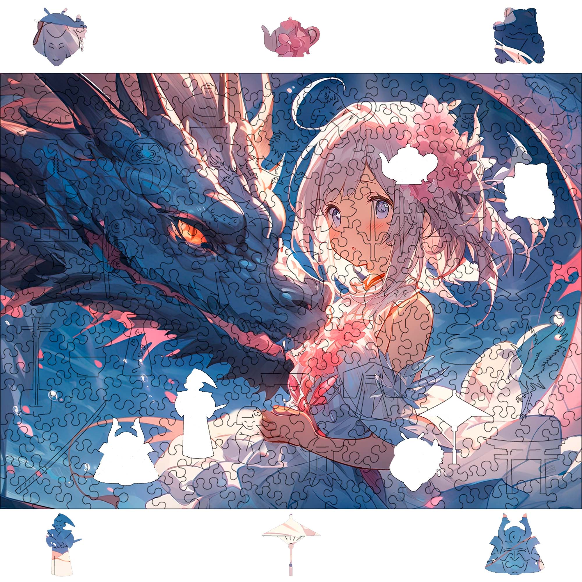 Wooden Jigsaw Puzzle Anime Dragon Princess - Woods Story