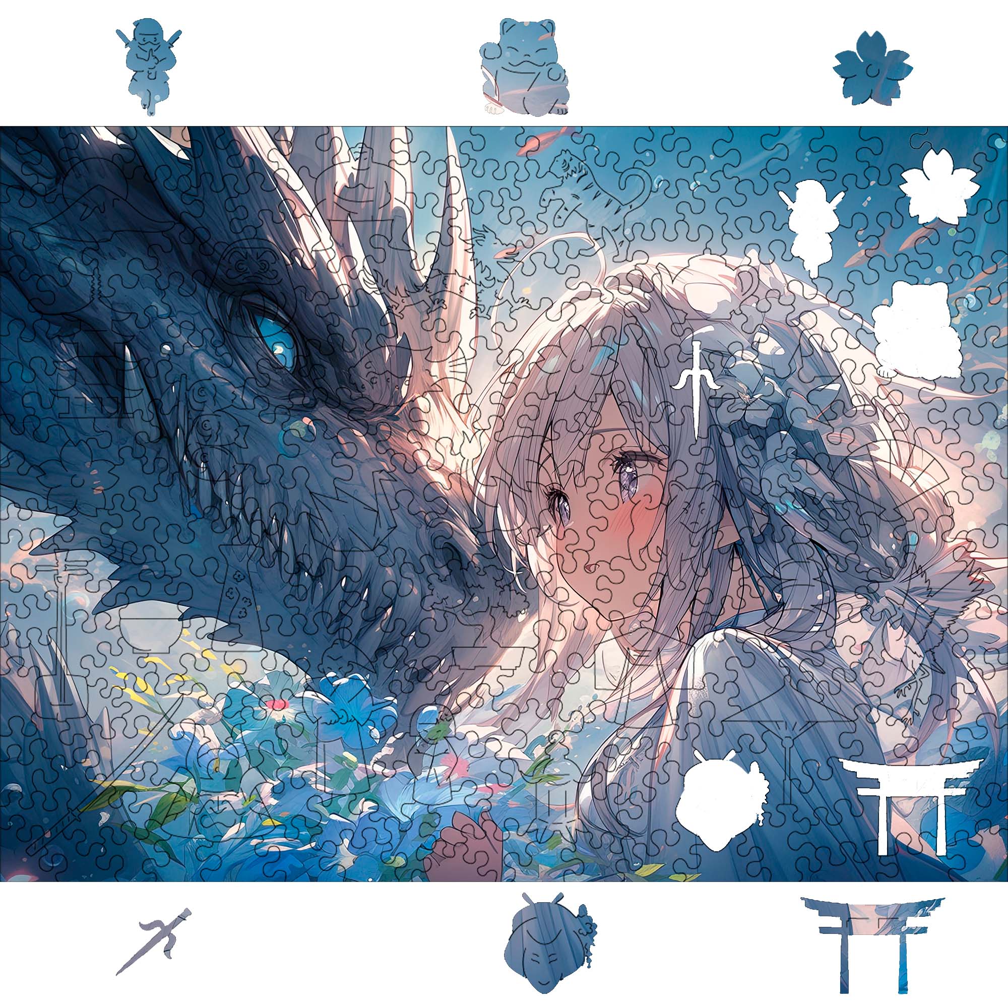 Wooden Jigsaw Puzzle Anime Fantasy Dragon Companion - Woods Story