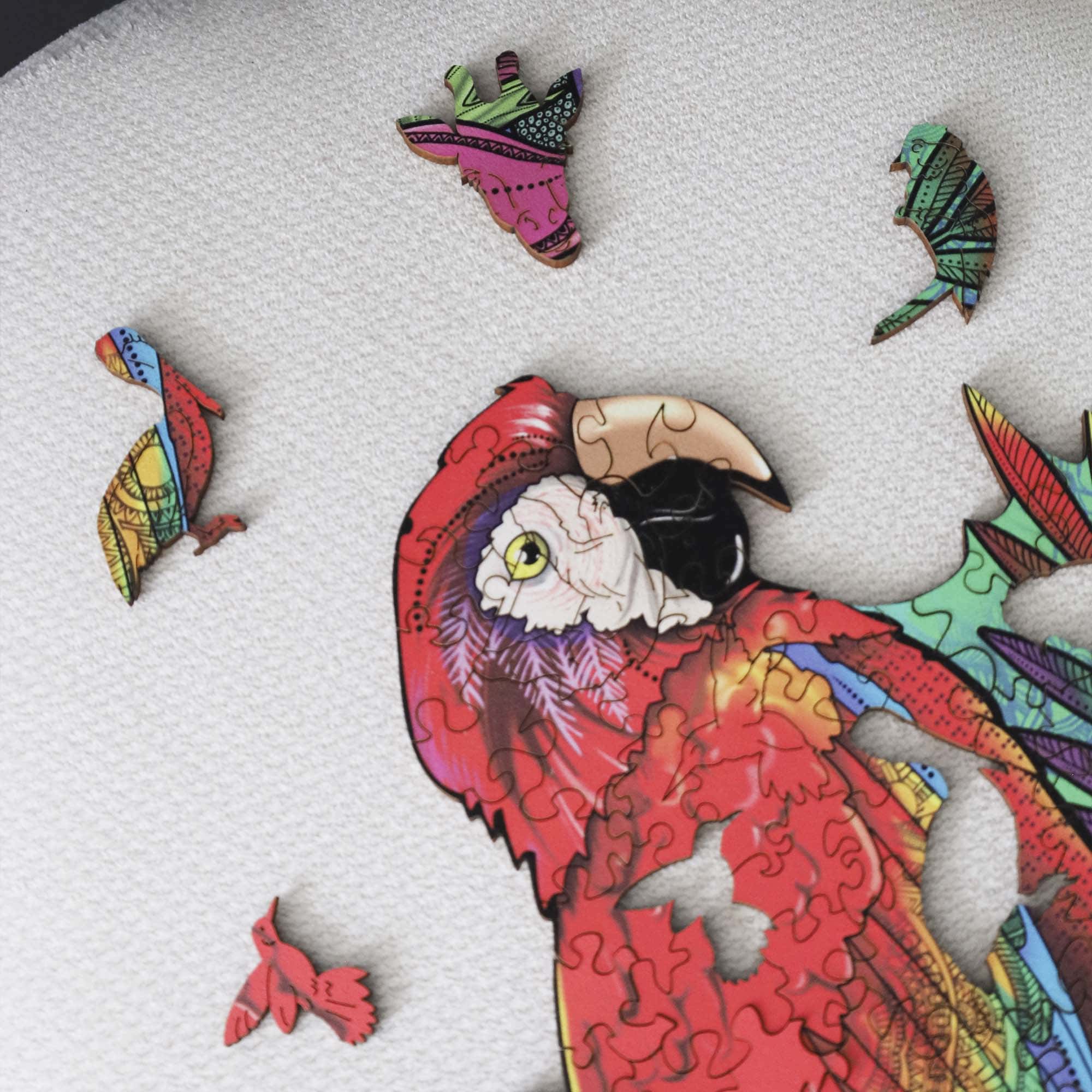 Wooden Jigsaw Puzzle Ara Parrot - Woods Story