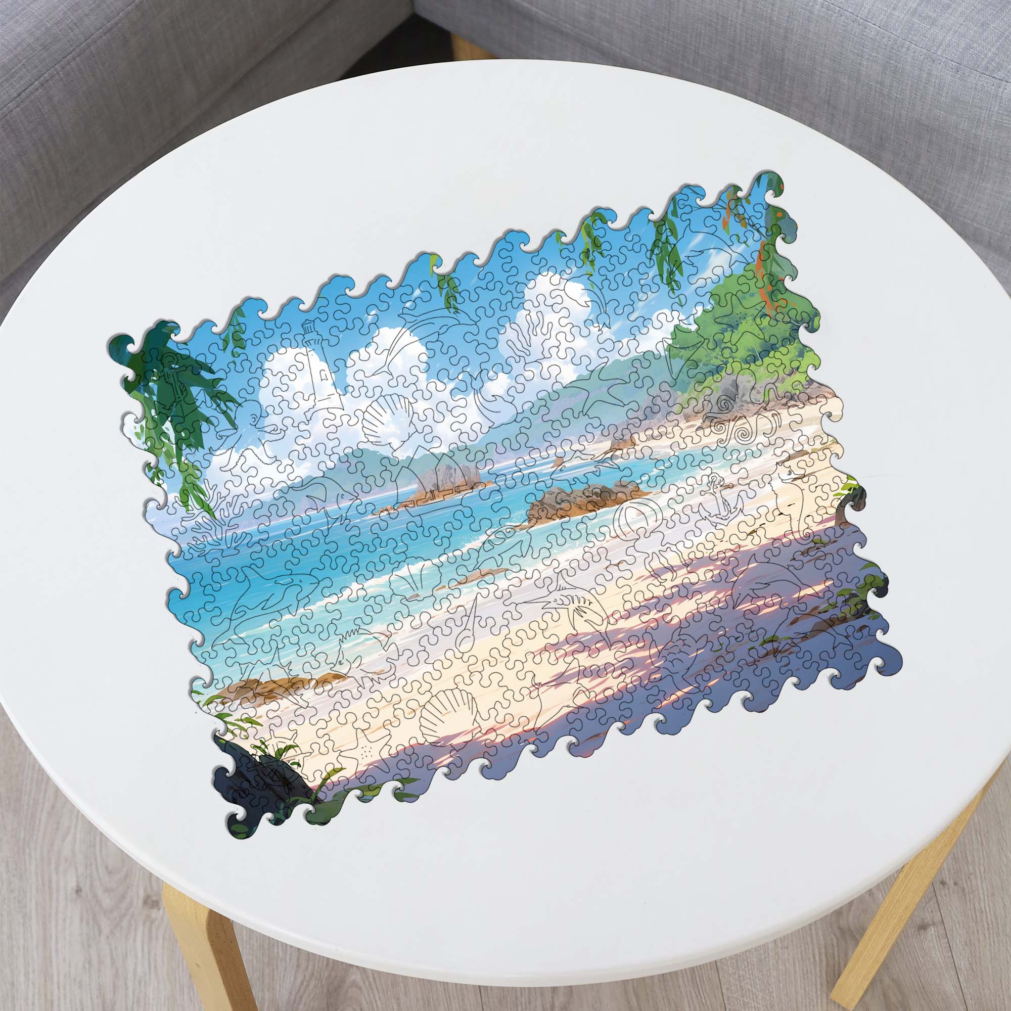 Wooden Jigsaw Puzzle Beautiful sea landscape - Woods Story