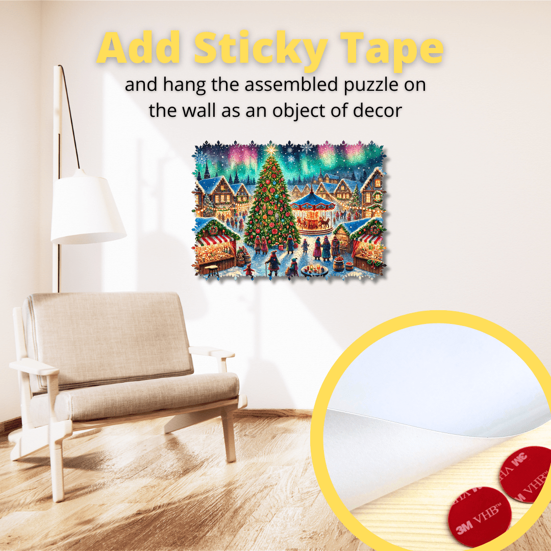 Wooden Jigsaw Puzzle Christmas market • Woods Story - Woods Story