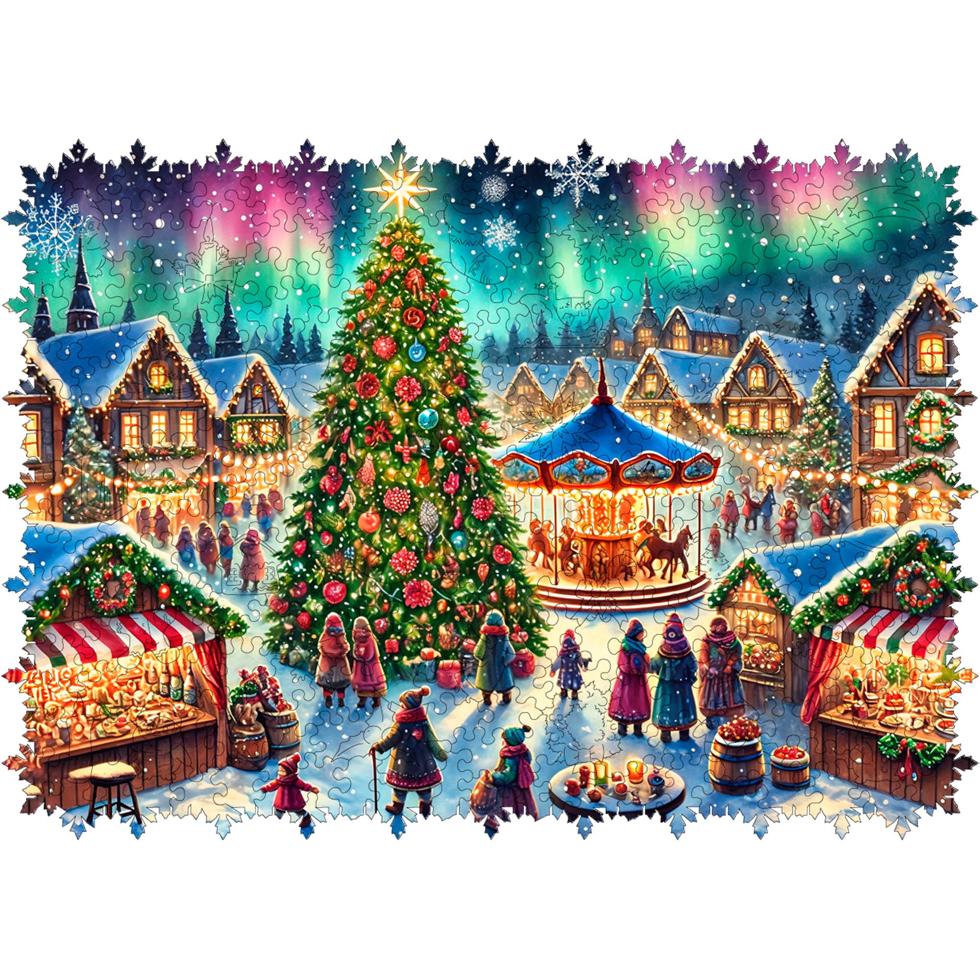 Wooden Jigsaw Puzzle Christmas market • Woods Story - Woods Story